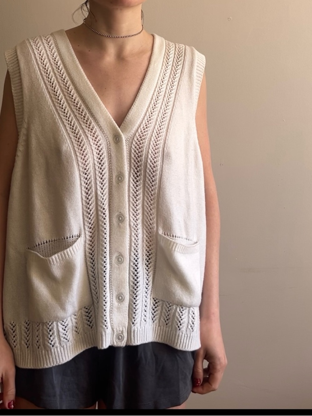National White Sweater vest.
